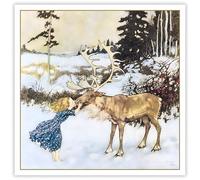 Vintage "Gerda e la renna" Christmas Cards 5 biglietti e buste