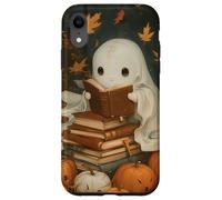 Vintage Ghost Reading Books Fall Leaves Theme Custodia per iPhone XR