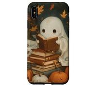 Vintage Ghost Reading Books Fall Leaves Theme Custodia per iPhone XS Max
