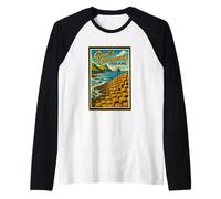 Vintage Giant's Causeway Antrim Irlanda del Nord Grafica artistica Maglia con Maniche Raglan