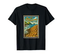 Vintage Giant's Causeway Antrim Irlanda del Nord Grafica artistica Maglietta