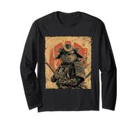 Vintage Giapponese Arte Anime Grafica Samurai Guerriero Capybara Maglia a Manica