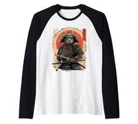 Vintage Giapponese Arte Anime Grafica Samurai Guerriero Capybara Maglia con Maniche Raglan