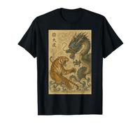 Vintage giapponese gigante tigre combattimento drago asiatico ukiyo-e Maglietta