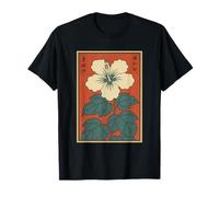 Vintage Giapponese Ibisco Fiore Retro Giappone Arte Floreale Maglietta
