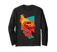 Vintage Giapponese JDM Burn out Giappone Drift Race Car Grafica Maglia a Manica