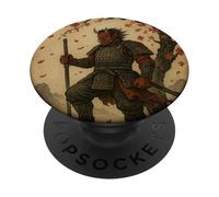 Vintage Giapponese Oni Samurai Fiori Di Ciliegio Legno Legno PopSockets PopGrip Adesivo