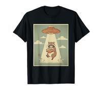 Vintage Giapponese Procione Ramen Alien UFO rapimento Maglietta
