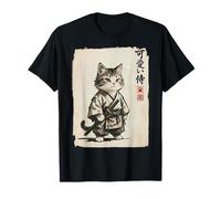 Vintage Giapponese Sumi-e Samurai Cool Looking Cat Art Maglietta