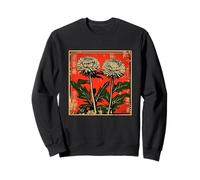 Vintage Giapponese Tarassaco Fiori Retro Giappone Arte Floreale Felpa