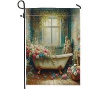 vintage giardino bandiera margherita fiore euro nostalgico barocco squallido angelo statua olio arte colorato lino casa cortile decorativo casa esterno portico patio vacanza prato festa doppio lato