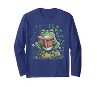 Vintage Giardino Rana Cottagecore Lettura Ragazza Bookworm Drago Maglia a Manica