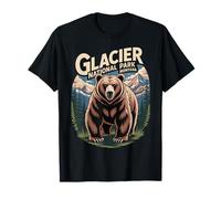 Vintage Glacier National Park Bear Retro Travel Maglietta