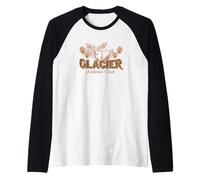 Vintage Glacier National Park Montana Alce Viaggio Souvenir Maglia con Maniche Raglan