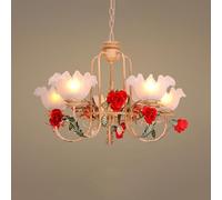 Vintage Glass Flower Chandelier Large French Country Chandeliers Dining Room Rustic Pendant Light Kitchen Island White Hanging Lamp Ceiling for Staircase Bedroom Farmhouse Foyer Entryway