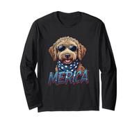 Vintage Goldendoodle 4 luglio Merica Maglia a Manica