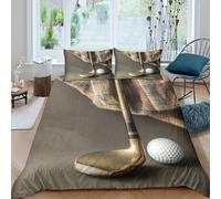 Vintage Golfcopripiumino microfibra 3 Pezzi stampa 3D cerniera nascosta Classic Sports Set Di Copripiumino incluso federe per cuscini aiosa morbido e comodo for bambini e adolescenti King（220x240cm）