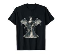 Vintage Gothic Bat Lady Victorian Vampire Dark Fantasy Maglietta
