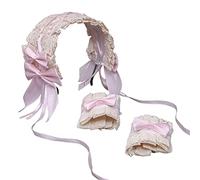 Vintage Gothic Lolita Fascia e Polsi Set Dolce Increspato Pizzo Crisscross Nastro Fiocco Manicotto Manicotto Anime Cameriera Cosplay Accessori Costume