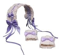 Vintage Gothic Lolita Fascia e Polsi Set Dolce Increspato Pizzo Crisscross Nastro Fiocco Manicotto Manicotto Anime Cameriera Cosplay Accessori Costume