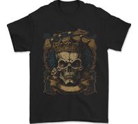 Vintage Gothic Skull King Uomo T-Shirt 100% Cotone