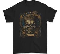 Vintage Gothic Skull King Uomo T-Shirt 100% Cotone