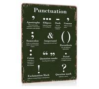Vintage Grammar Metal Sign Punctuation Decor 8 X 12 in