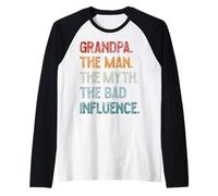 Vintage Grandad The Man The Myth The Myth The Bad Influence Funny Maglia con Maniche Raglan