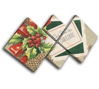 Vintage Greetings Card Christmas MULTI TELA parete arte foto stampa