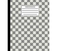 Vintage Grey Floral Checkerboard Composition Book: Minimalist Retro Daisy Aesthetic Journal: Cute Monochrome Grid Notepad for College Students, Teen ... | 120 College Ruled Pages, 7.5 x 9.25 in
