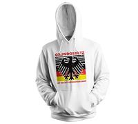 Vintage Grundgesetz Deutschland Ist Nicht Verhandelbar Felpa con Cappuccio Unisex Bianco Size XXL
