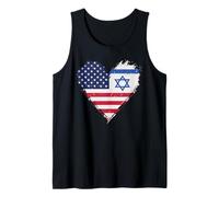 Vintage Grunge Americano Israele Alleanza Bandiere nel Cuore Canotta