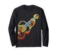Vintage Guitar Line Art Classical Acoustic Bassist Guitarist Maglia a Manica
