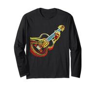 Vintage Guitar Line Art Classical Acoustic Bassist Guitarist Maglia a Manica