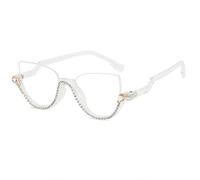 Vintage Half Frame Diamond Light Occhiali da donna Lady Cat Eye Strass Occhiali da vista, 1, taglia unica
