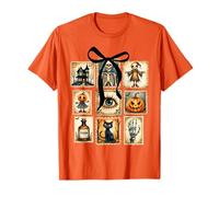 Vintage Halloween Francobolli Haunted House Veleno Cat Maglietta