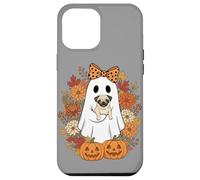 Vintage Halloween Ghost Holding Pug Groovy Floral Custodia per iPhone 12 Pro Max