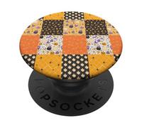 Vintage Halloween Patchwork Inpired Cute Ghost Pumpkin PopSockets PopGrip Adesivo