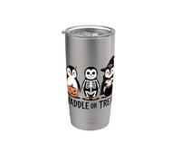 Vintage Halloween Penguin Trick o Waddle Spooky Bicchiere termico in acciaio inox doppia parete