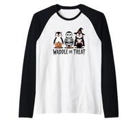 Vintage Halloween Penguin Trick o Waddle Spooky Maglia con Maniche Raglan