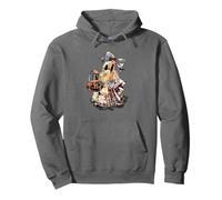 Vintage Halloween Spettrale Patchwork Lady Ghost Felpa con Cappuccio
