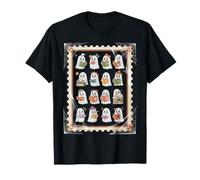 Vintage Halloween Stamp Cute Ghosts Reading Books Bookworm Maglietta