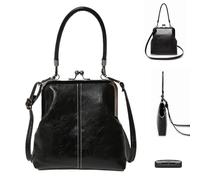 Vintage Handbags | Adjustable British Style Kiss Lock PU Leather Pack