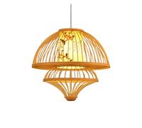 Vintage Handmade Hanging Natural Chandelier New Chinese Style Restaurant Pendant Light Shade Cylindrical Retro Interior Lighting Fixtures for Dining Room Bedroom(50CM)