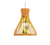 Vintage Handmade Hanging Natural Chandelier New Chinese Style Restaurant Pendant Light Shade Cylindrical Retro Interior Lighting Fixtures for Dining Room Bedroom(35CM)