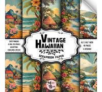 Vintage Hawaiian Scrapbook Paper: Double Sided Sheets | Tropical Beach for decoupage, Origami, Journaling, and Various DIY Craft Projects | 8.5" x 8.5" (21.59 x 21.59 cm)