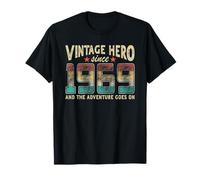 Vintage Hero Born 1969 E L'avventura va per il compleanno Maglietta