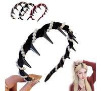 Vintage High Cranium Artificial Pearl Hair Band,2025 New Elegant Non Slip Pearl Headbands,anti-slip Decorative Hair Bands Fashion Hair Accessories for Women and Girls (Brown)