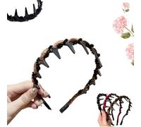 Vintage High Cranium Artificial Pearl Hair Band, Pearl Headbands for Women, Elegant Non Slip Pearl Headbands, for Women and Girls, Stylish Bling Hair Hoop for Wedding, Party or Dailys Wear (Brown, B)