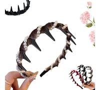 Vintage High Cranium Artificial Pearl Hair Band, Pearl Headbands for Women, Elegant Non Slip Pearl Headbands, for Women and Girls, Stylish Bling Hair Hoop for Wedding, Party or Dailys Wear (Brown, A)